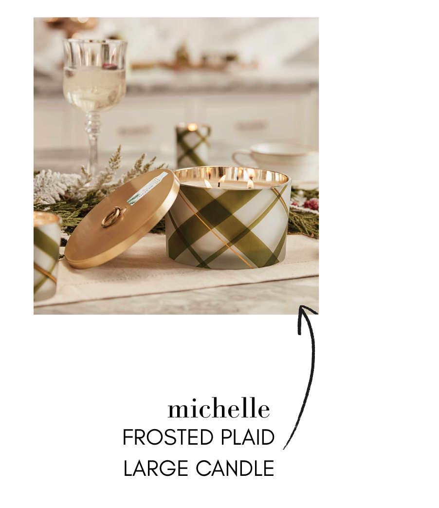 Thymes Frasier Fir Frosted Plaid Large Candle