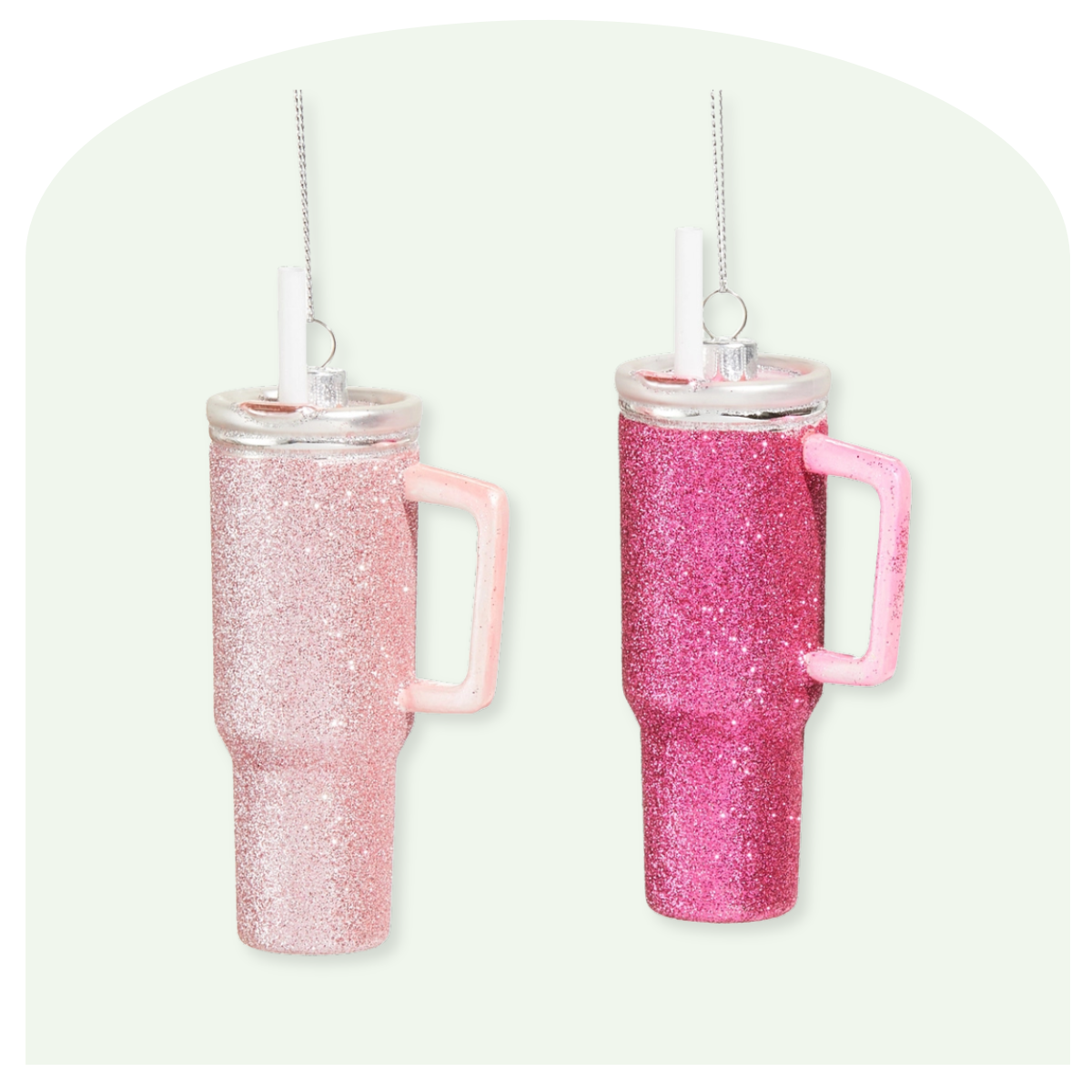 Pink Glitter Tumbler Ornaments
