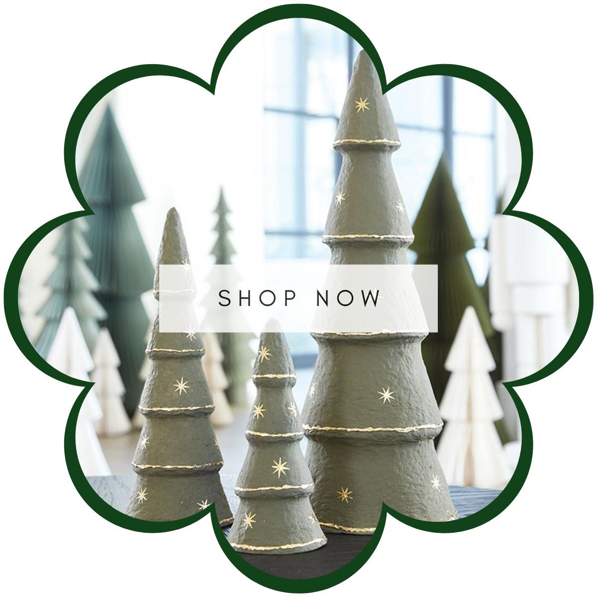 Green Papier Mache Trees