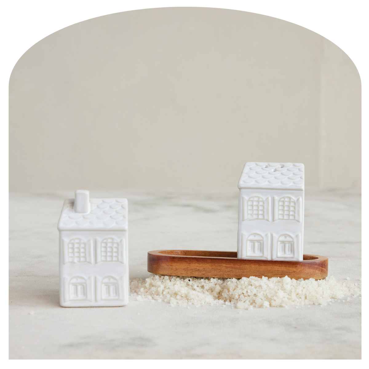 Stoneware House Salt + Pepper shakers