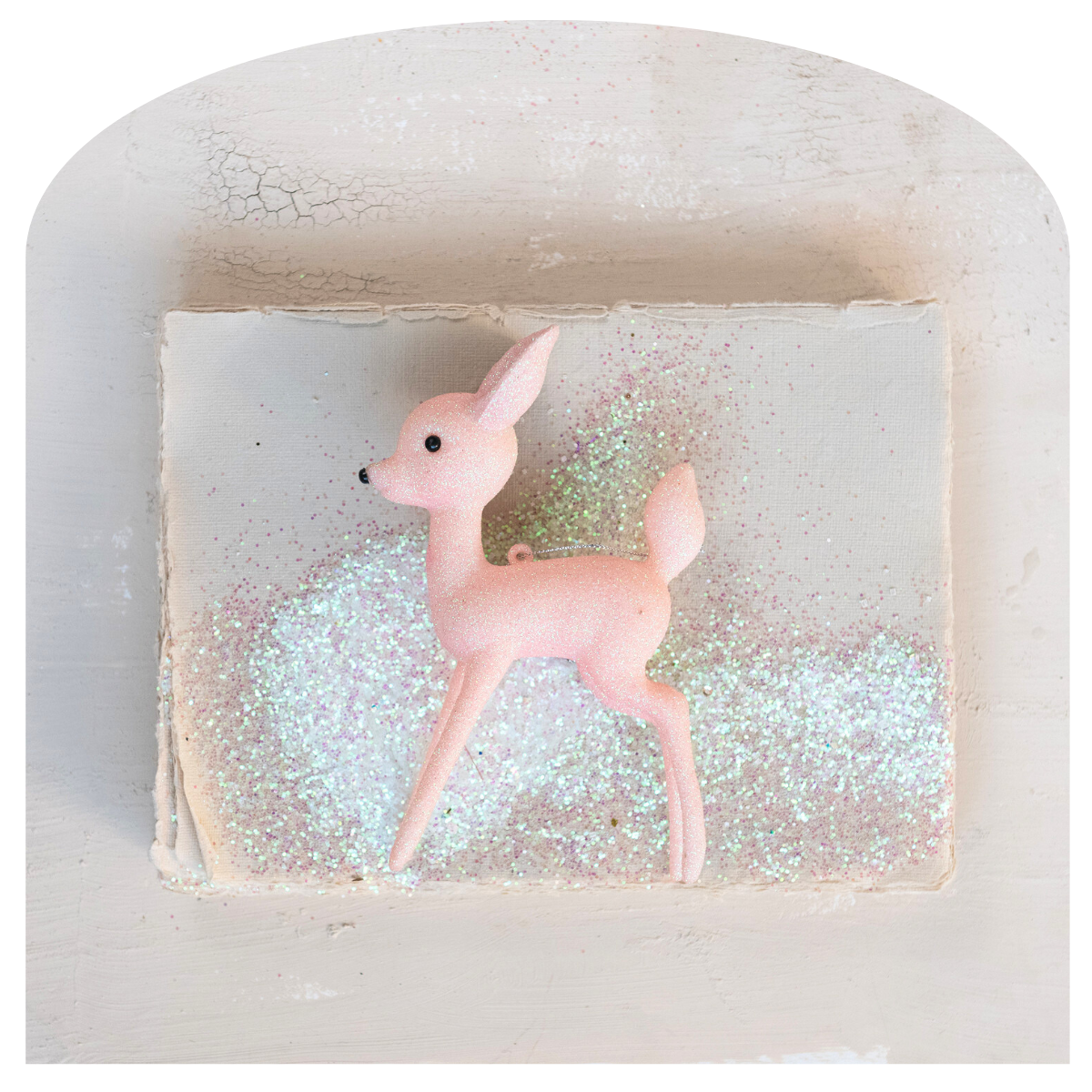 Pink Glitter Deer Ornament