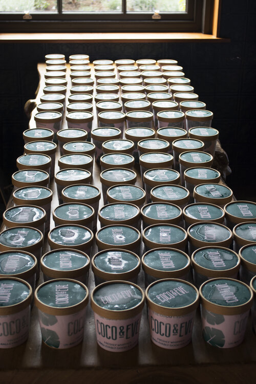 Bespoke tiny ice cream tubs for Coco and Eve