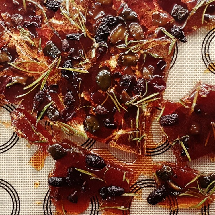 Bespoke brittle made with Gin Mare herbal elements
