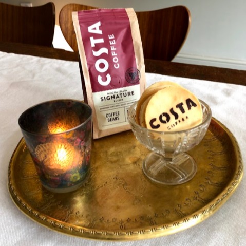 Costa coffee on a tray
