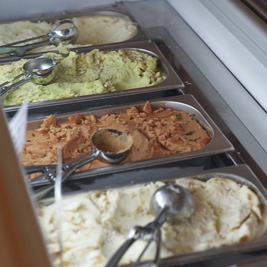 Pans of bespoke ice creams for Jacob's