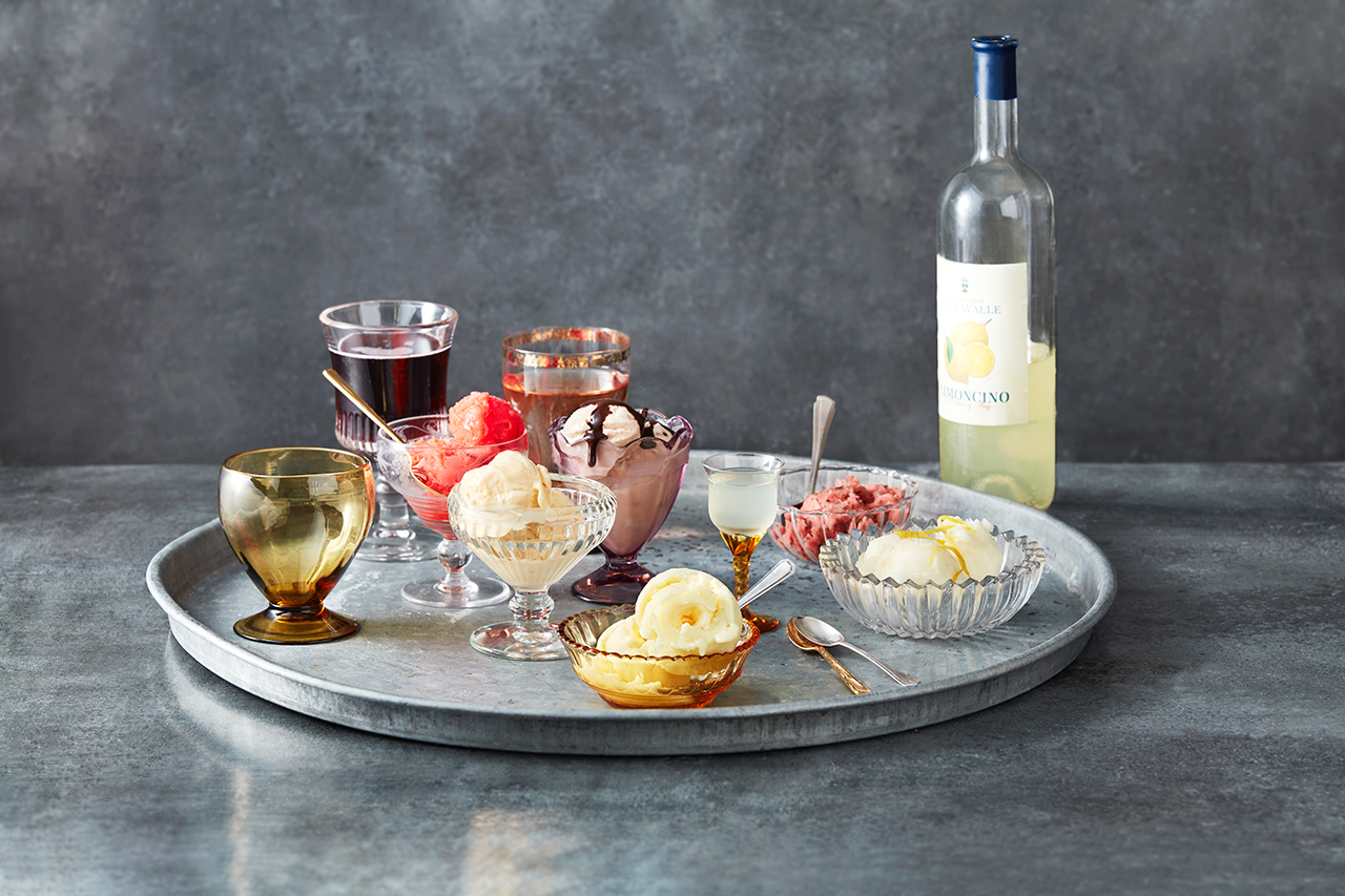Ice cream and dessert wine tasting tray