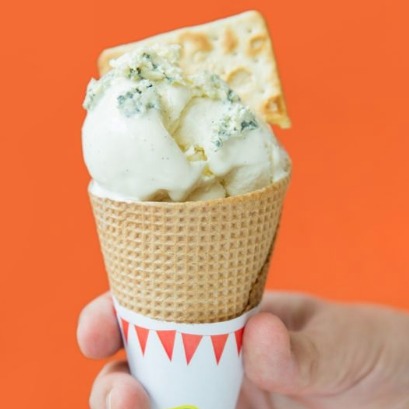 Bespoke savoury ice cream in a cone for Jacob's